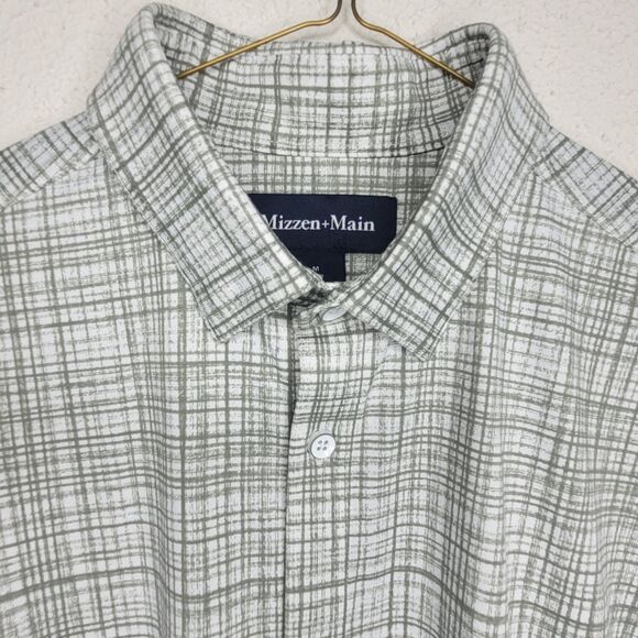 NWOT Mizzen & Main Performance Shirt Mens M White Gray Plaid Button Up - Picture 3 of 13